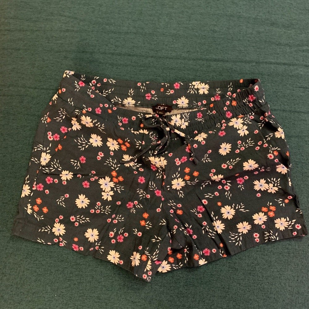 Loft Dark Green Floral Shorts